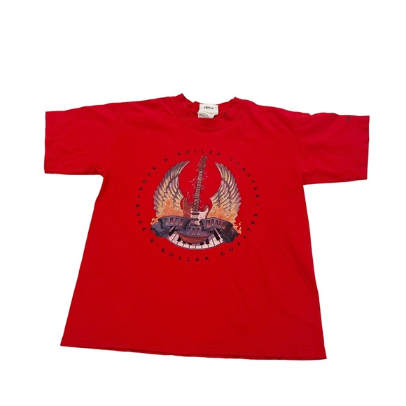 Disney Other - Vintage Disney Rock n Roller Coaster Red Graphic Tee Y2K Angel Wings Kids Large